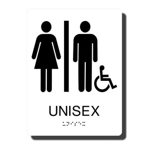 ADA Unisex Handicap Restroom Sign with Braille - Several Colors - 6" x 8"